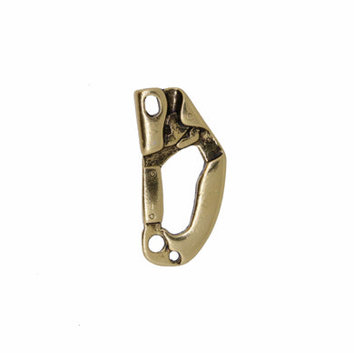 Gold carabiner on a white background