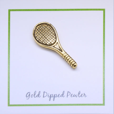 Tennis Racquet Gold Lapel Pin