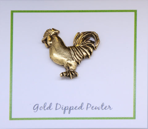 Rooster Gold Lapel Pin