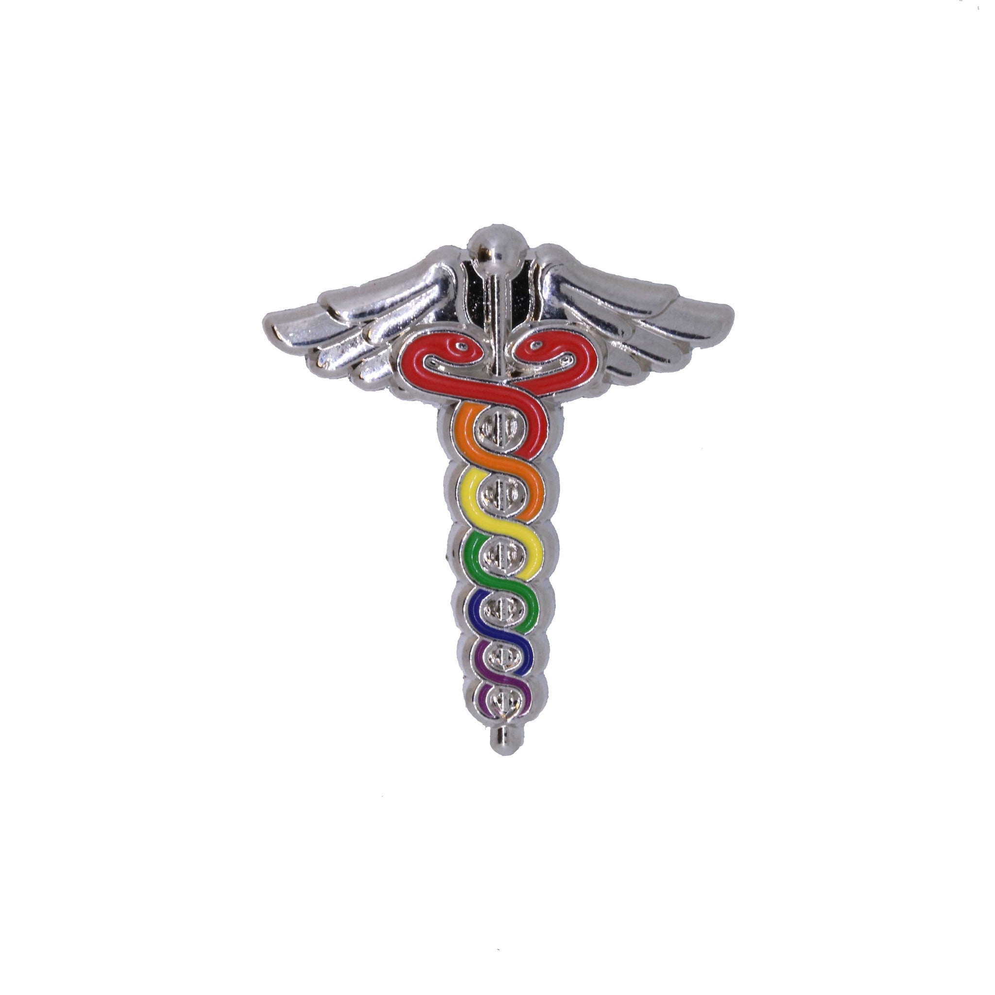Rainbow Caduceus Enamel Lapel Pin