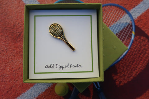 Tennis Racquet Gold Lapel Pin