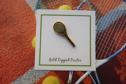Tennis Racquet Gold Lapel Pin