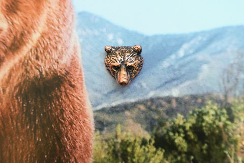 Bear Head Copper Lapel Pin