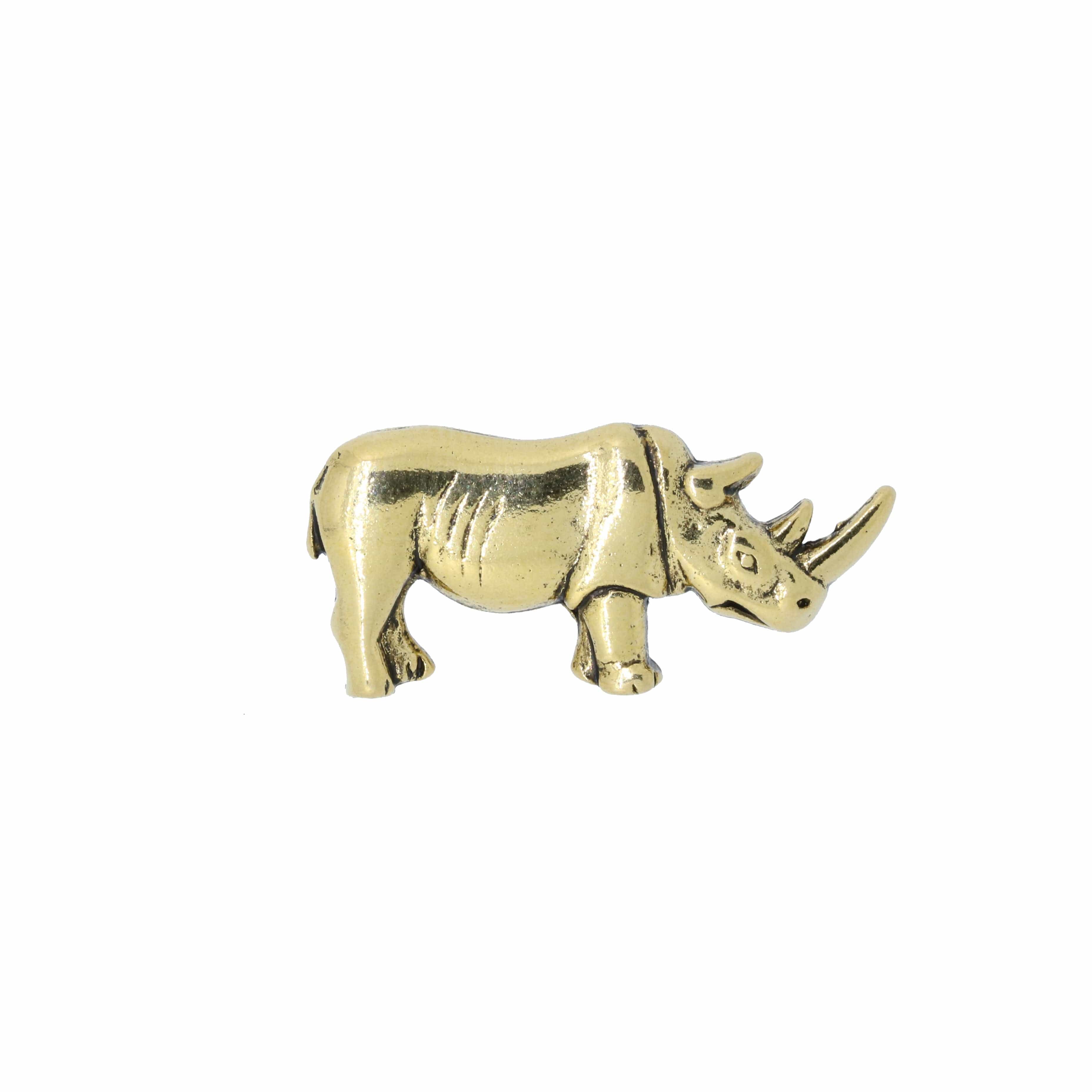 Broche Vintage Rhinocéros En Relief - Émail Et Cristaux - Numéro 654 - Occasion Bon état