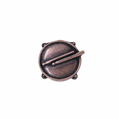 Drum with Drum Sticks Copper Lapel Pin