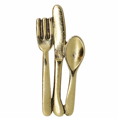 Fork Knife and Spoon Gold Lapel Pin | lapelpinplanet