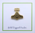 Viking Thor's Hammer Gold Lapel Pin