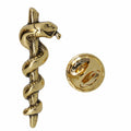 Rod of Asclepius Gold Lapel Pin