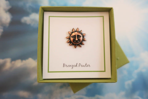 Sun Face Pin Sun Face Copper Lapel Pin - Radiant Energy | Lapel Pin Planet ...