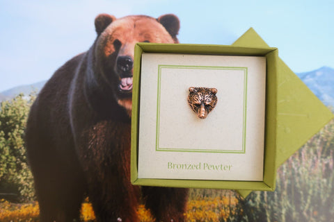 Bear Head Copper Lapel Pin