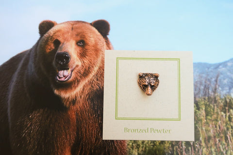 Bear Head Copper Lapel Pin