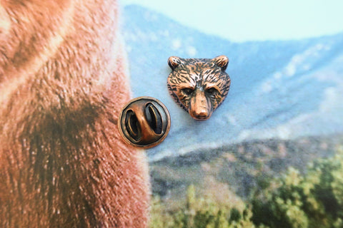 Bear Head Copper Lapel Pin
