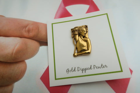Breast Cancer Awareness Gold Lapel Pin