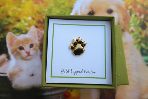Paw Print Gold Lapel Pin