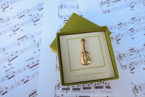 Acoustic Guitar Gold Lapel Pin