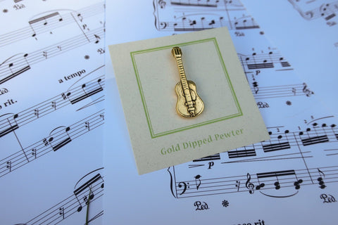 Acoustic Guitar Gold Lapel Pin