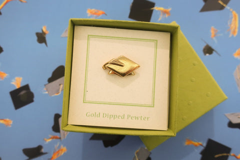 Graduation Cap Gold Lapel Pin