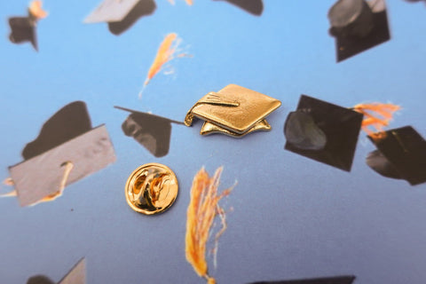 Graduation Cap Gold Lapel Pin