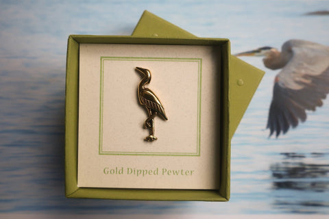 Heron Gold Lapel Pin