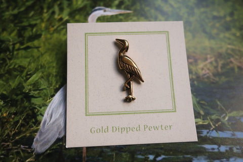 Heron Gold Lapel Pin