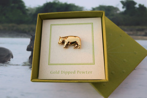 Hippopotamus Gold Lapel Pin