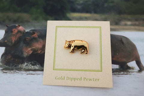 Hippopotamus Gold Lapel Pin