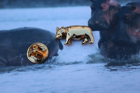 Hippopotamus Gold Lapel Pin