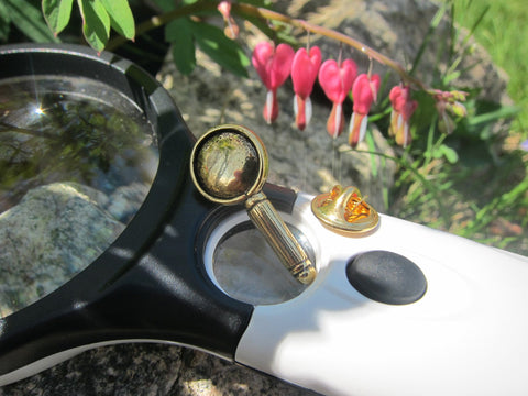 Magnifying Glass Gold Lapel Pin