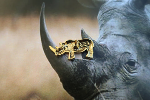Rhinoceros Gold Lapel Pin