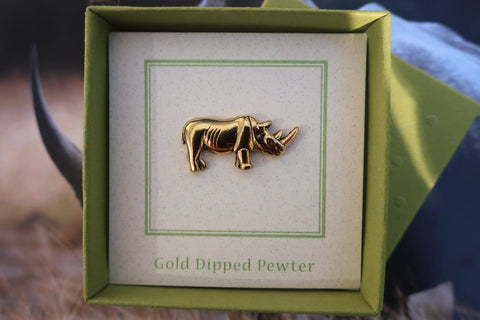 Rhinoceros Gold Lapel Pin