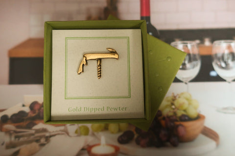 Waitress Pin Waiter's Corkscrew Gold Lapel Pin – lapelpinplanet