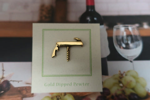 Waitress Pin Waiter's Corkscrew Gold Lapel Pin – lapelpinplanet