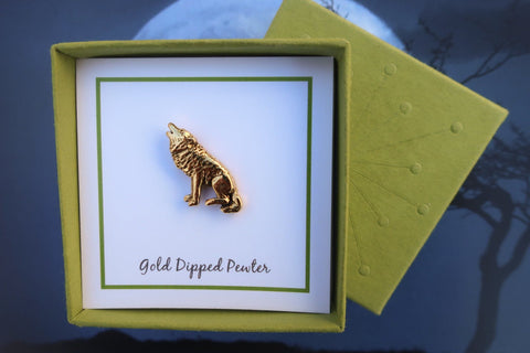 Wolf Gold Lapel Pin