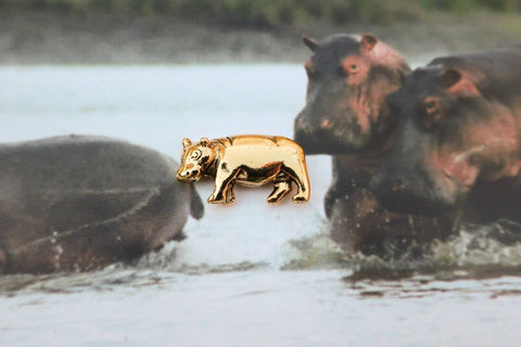 Hippopotamus Gold Lapel Pin