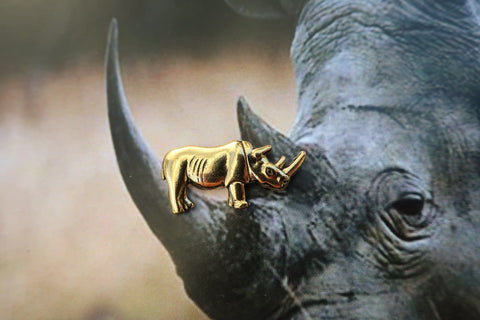 Rhinoceros Gold Lapel Pin